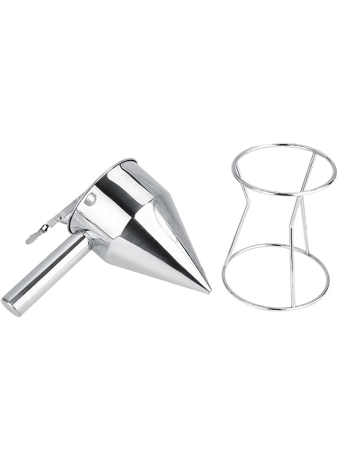 S-TOP Stainless Steel Kitchen Funnel Spice Funnel Cooking Funnel with Handle and Holder Rack, Ideal for Both Liquids - Image 1