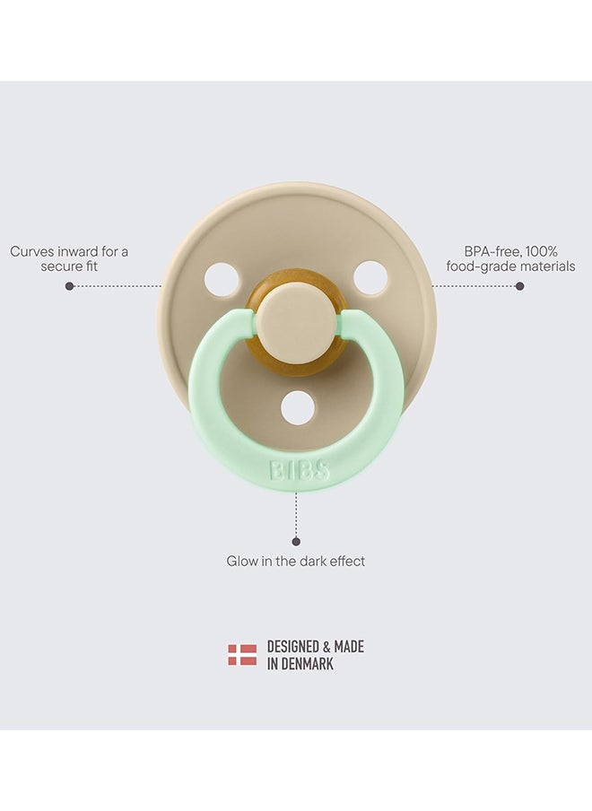 BIBS Colour Baby Pacifier, Latex Round Nipple, Size 2, 6-18 Months, Sage Glow, Glow-In-The-Dark, 1 Pieces  - Image 2