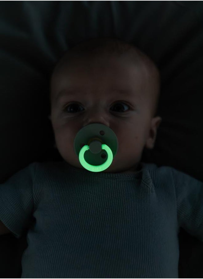 BIBS Colour Baby Pacifier, Latex Round Nipple, Size 2, 6-18 Months, Sage Glow, Glow-In-The-Dark, 1 Pieces  - Image 5