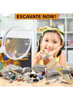 Nature Gear Gemstone Dig Kit for Kids 4-10: STEM Science Exploration, Discover Learn with Gem Guide, Crystal Excavation, National Geographic Rock Fossil Collection, Educational Toy Adventure Tools Set Ages 5-8  - Image 2