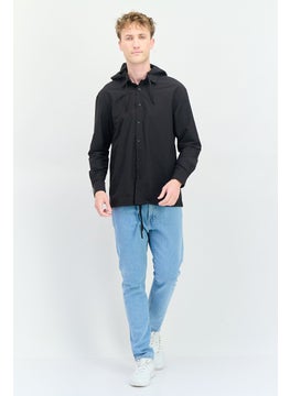 SELECTED Men Solid Hooded Jacket Shirt, Black  - Image 4