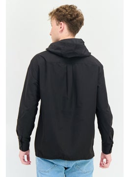 SELECTED Men Solid Hooded Jacket Shirt, Black  - Image 2