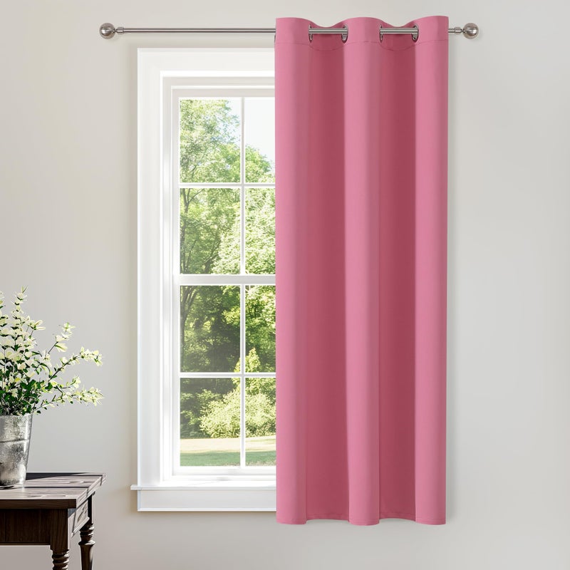 ChrisDowa Blackout Curtains 54 Inches Long for Living Room  Grommet Thermal Insulated Room Darkening Curtains for Bedroom (1 Panel Set  Pink  38W x 54L) - Image 1