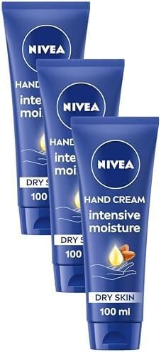 NIVEA Intensive Moisture Hand Cream 100ml Nourishing Hand Cream with Almond Oil and Shea Butter Daily Intensive Moisturising Hand Lotion for Dry Hands Pack of 3