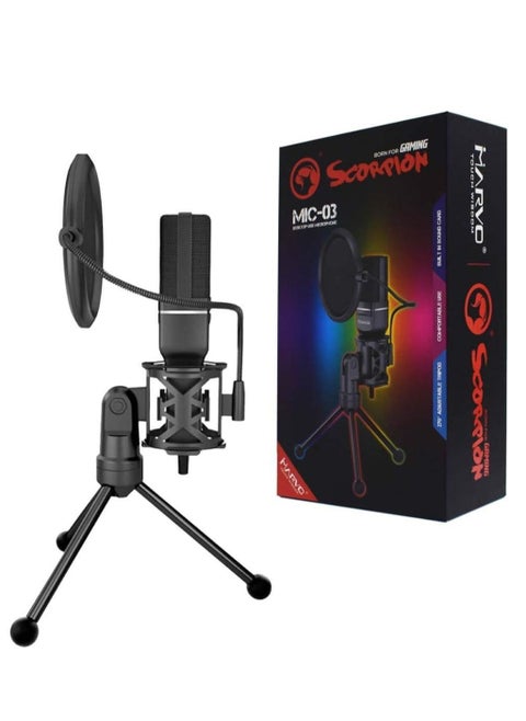 Scorpion MIC-03 Omnidirectional USB Desktop Microphone, Desktop Gaming Microphone, Computer Desktop Mic For Mac/PS4/PS5