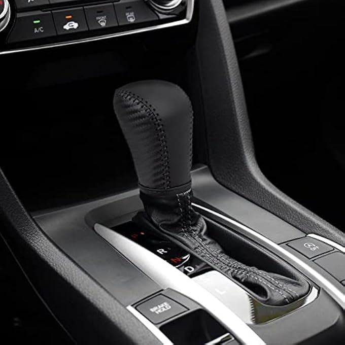rayihni Auto Car Leather Gear Shift Knob Cover for Honda Civic 10th Gen 2021 2020 2019 2018 2017 2016 Accessories D - Image 3