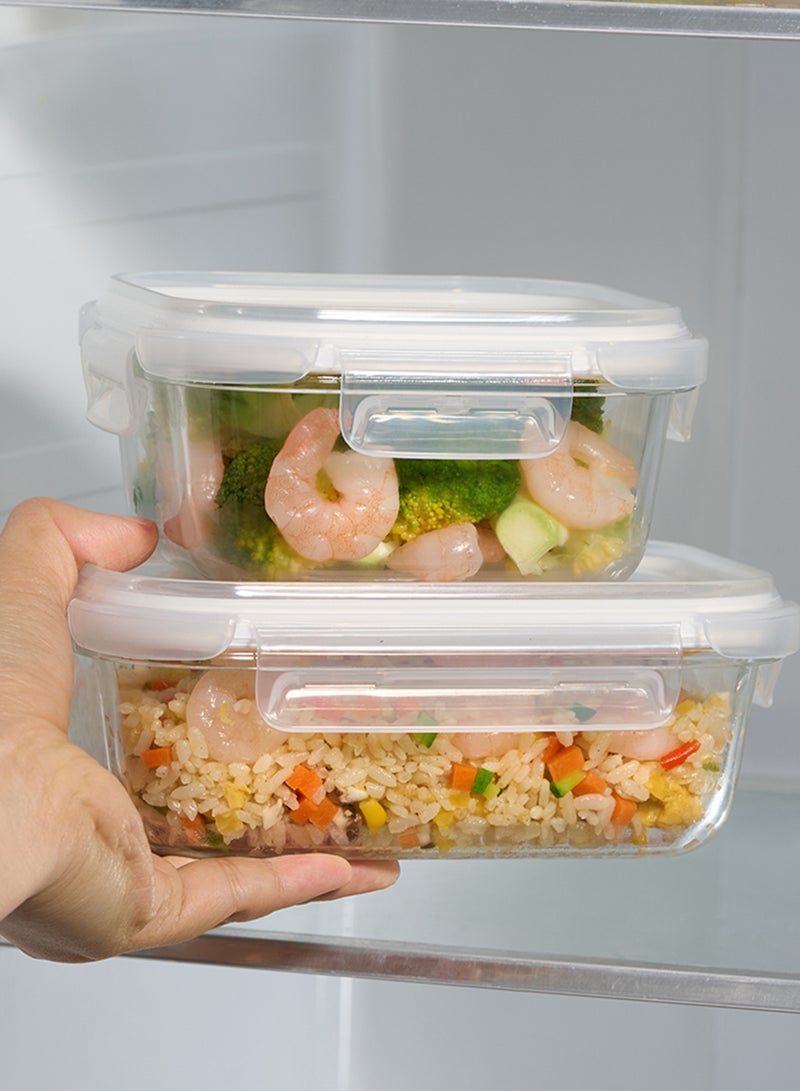 LocknLock Stackable Tempered Glass Square Food Container 320ml , Airtight with 4-Side Locking Lid, Microwave, Freezer & Dishwasher Safe, Stackable Glass Storage for Meal Prep & Leftovers - Image 4