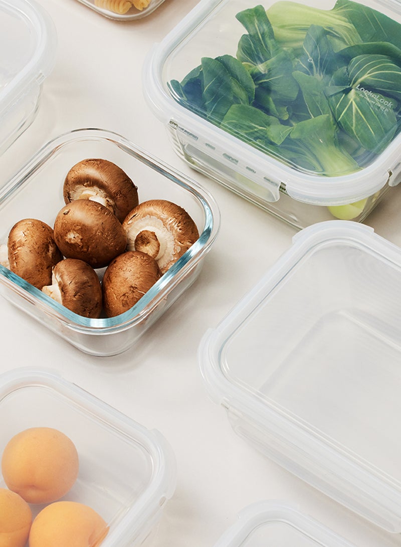 LocknLock Stackable Tempered Glass Square Food Container 320ml , Airtight with 4-Side Locking Lid, Microwave, Freezer & Dishwasher Safe, Stackable Glass Storage for Meal Prep & Leftovers - Image 3