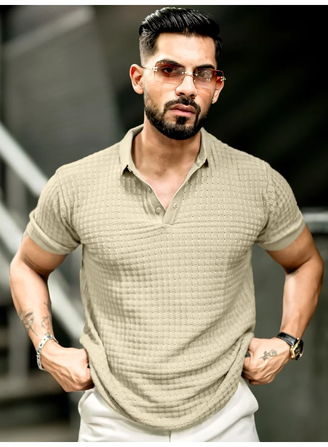 مانياك تيشيرت قطن بيج بقصة ضيقة بنقشة مربعات رجالي