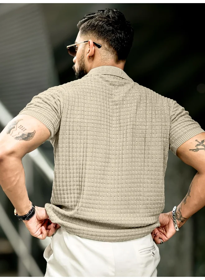 مانياك تيشيرت قطن بيج بقصة ضيقة بنقشة مربعات رجالي