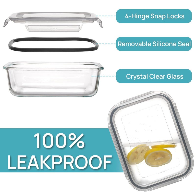 Vtopmart Vtopmart 5 Pack 22oz Glass Food Storage Containers with Lids, Meal Prep Containers, Airtight Lunch Containers Bento Boxes with Snap Locking Lids for Microwave, Oven, Freezer and Dishwasher - Image 3