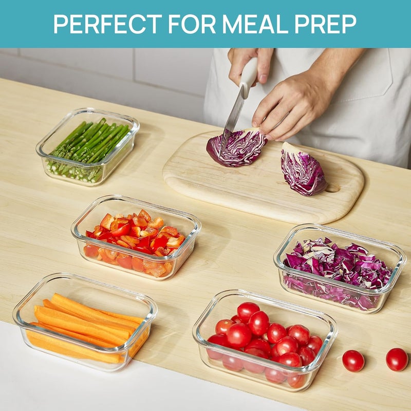 Vtopmart Vtopmart 5 Pack 22oz Glass Food Storage Containers with Lids, Meal Prep Containers, Airtight Lunch Containers Bento Boxes with Snap Locking Lids for Microwave, Oven, Freezer and Dishwasher - Image 4