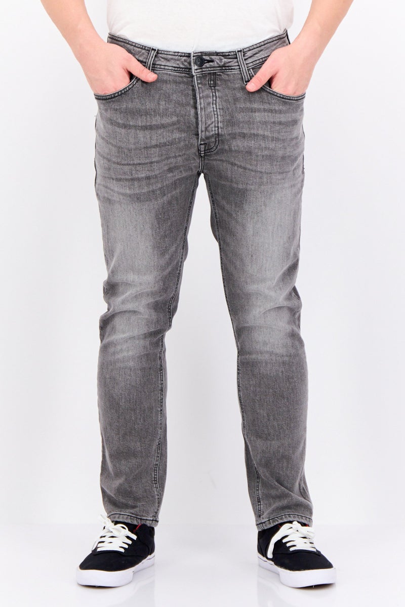 CROSSHATCH Men Slim Fit Washed Stretchable Jeans, Grey - Image 1