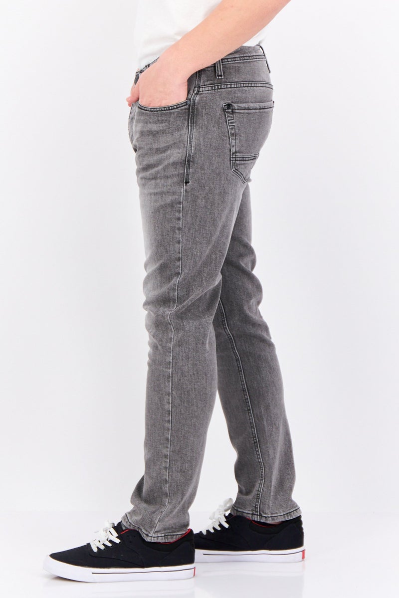 CROSSHATCH Men Slim Fit Washed Stretchable Jeans, Grey - Image 2