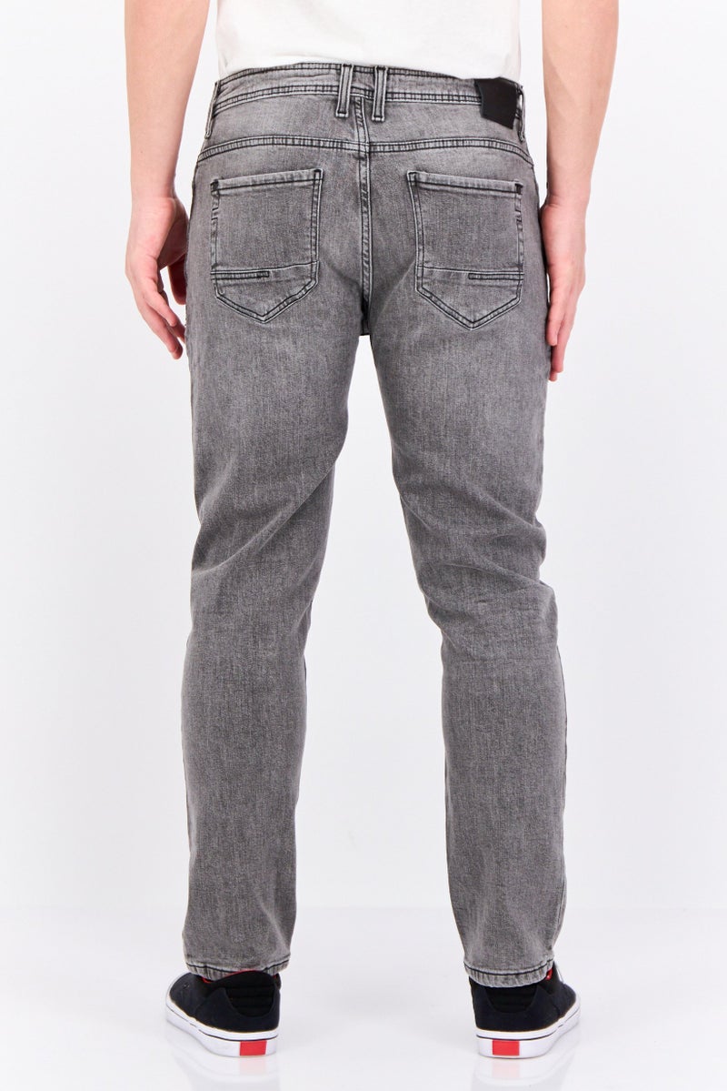 CROSSHATCH Men Slim Fit Washed Stretchable Jeans, Grey - Image 3