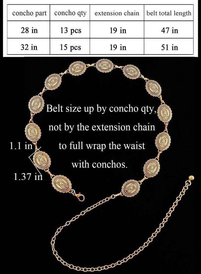 TOPACC Western Chain belt for Women Gold Metal Concho Belt Cowgirl Waist Chain Belt for Dress Jeans Country Concert Outfit - Image 5
