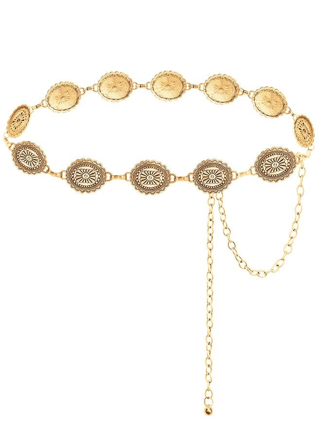 TOPACC Western Chain belt for Women Gold Metal Concho Belt Cowgirl Waist Chain Belt for Dress Jeans Country Concert Outfit - Image 1