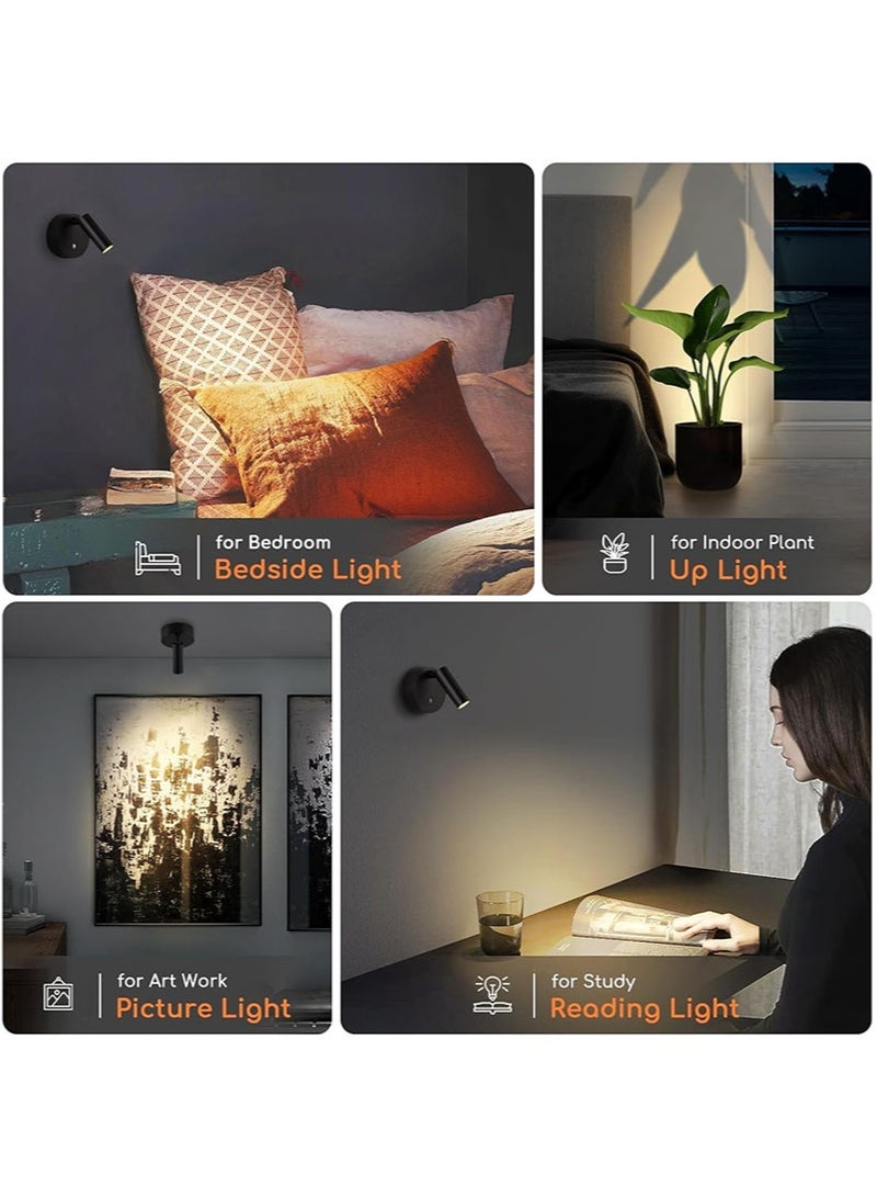 Apustim 2 Piece Wireless Indoor Spotlight, Magnetic Spotlight，3 Color Adjustable Wall Light with Remote Control for Wall Art，Plants，Accent Lighting （Black） - Image 2