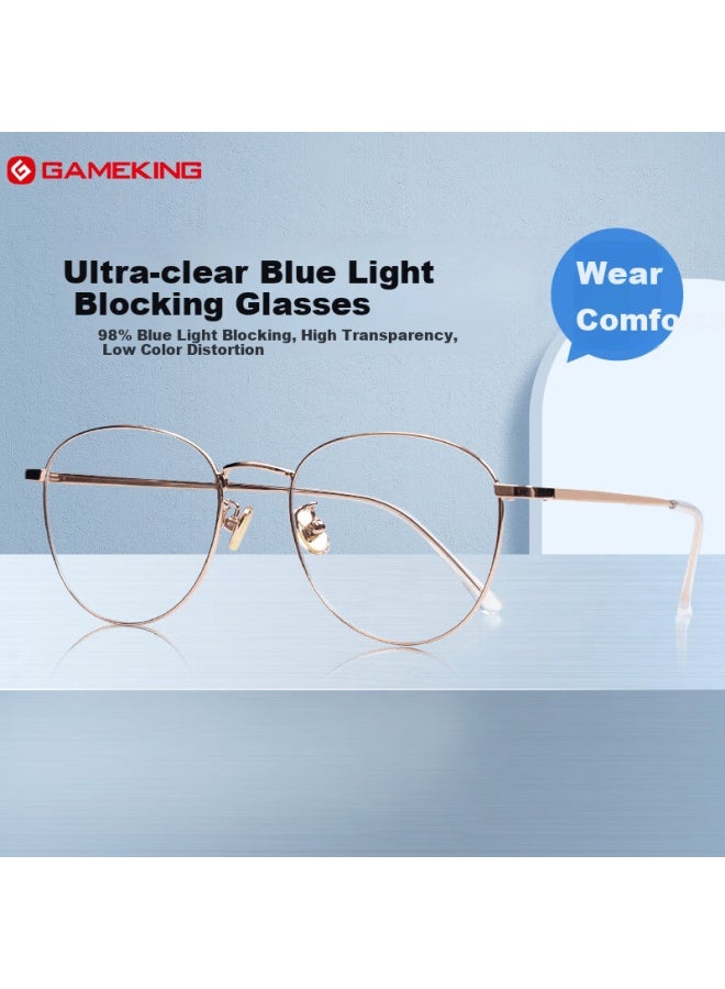 Gameking Blue Light And Radiation Protection Gl Uni Titanium Frame Non-prescription Eyewear Frame Compatible With Prescription 1505 Rose Gold - Image 1