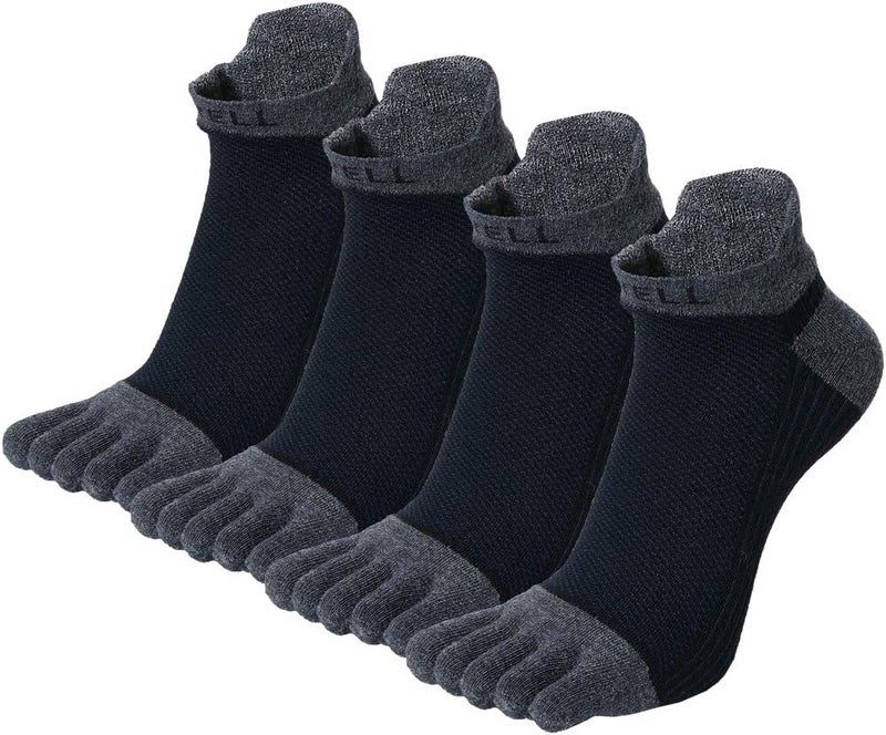 VWELL Store Cotton Toe Socks Five Finger Socks No Show Crew Athletic Running Socks 4 Pairs,Size 7-11 - Image 1