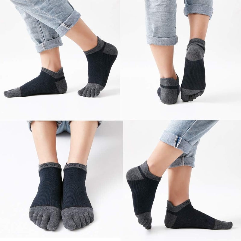 VWELL Store Cotton Toe Socks Five Finger Socks No Show Crew Athletic Running Socks 4 Pairs,Size 7-11 - Image 4