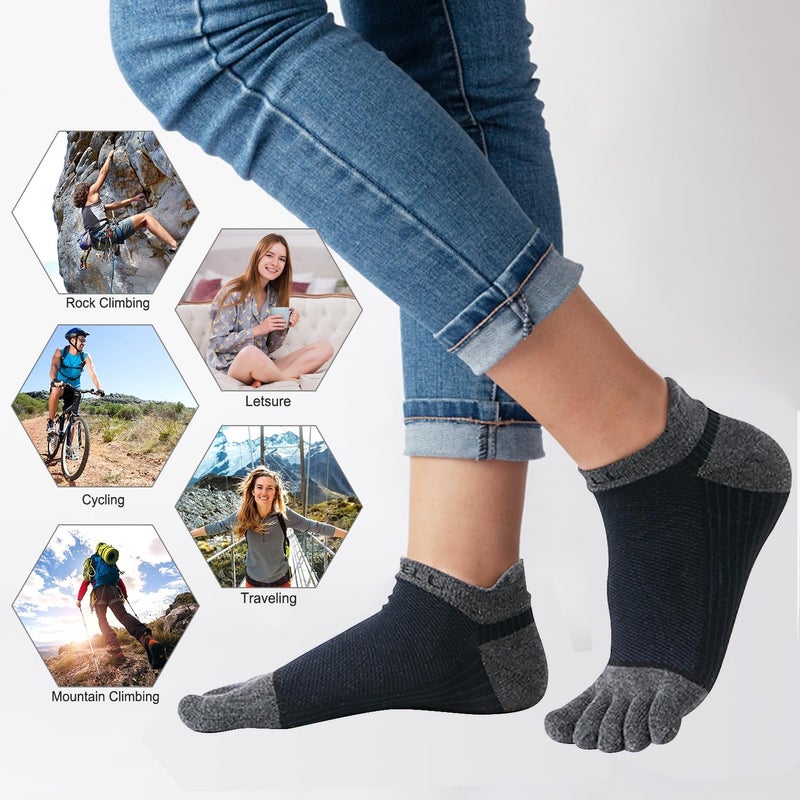 VWELL Store Cotton Toe Socks Five Finger Socks No Show Crew Athletic Running Socks 4 Pairs,Size 7-11 - Image 5