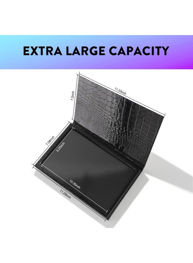 SZDYM Large Empty Magnetic Makeup Palette with Foldable Stand (Holds 60 Standard Pans) – Professional PU Leather DIY Eyeshadow Organizer Case for Depotting & Travel (Black) - Image 2