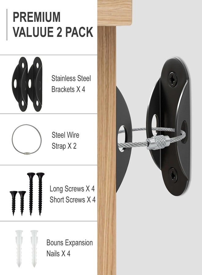 Evona Anti Tip Furniture Anchors, Anti-tip Anchors Thickened Base Baby Safety Tool, Furniture Anchors for Baby Proofing, Baby Safety Wall Anchor for Cabinet, Wardrobe, Drawers, Dresser, Bookshelf (2Pcs/Set) - Image 2
