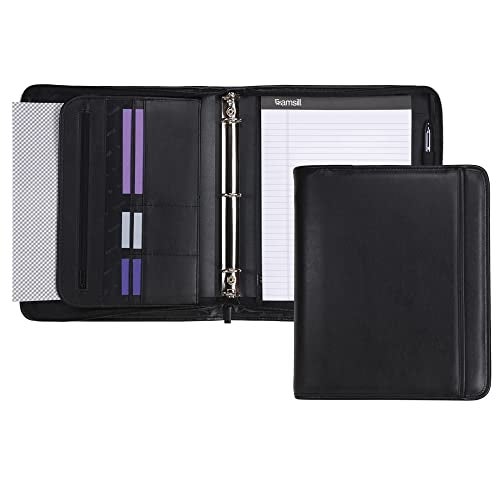 Samsill Professional 1-Inch Zipper Binder Padfolio with iPad Pocket, Interview Document Organizer, Includes Refillable 8.5 x 11 Inch Writing Pad and Pen Loop, Black - Image 1