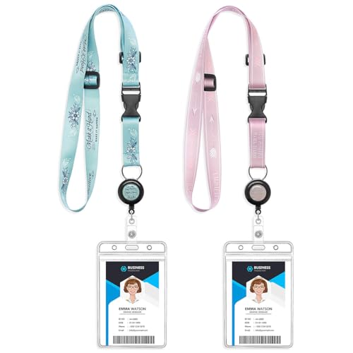 HASFINE Stay Positive Cruise Lanyard with Retractable Badge Reel and Waterproof ID Holder, 2 Pack Adjustable Neck Strap for Cruise Ship Cards, Keys, Work Badge,Office, Nurse Essentials - Image 1