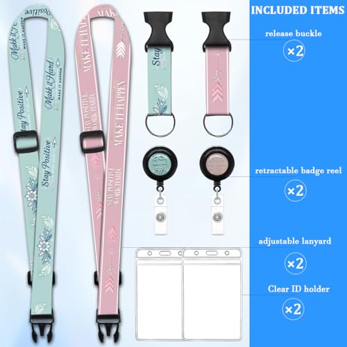 HASFINE Stay Positive Cruise Lanyard with Retractable Badge Reel and Waterproof ID Holder, 2 Pack Adjustable Neck Strap for Cruise Ship Cards, Keys, Work Badge,Office, Nurse Essentials - Image 3