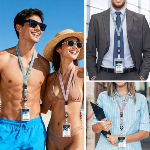 HASFINE Stay Positive Cruise Lanyard with Retractable Badge Reel and Waterproof ID Holder, 2 Pack Adjustable Neck Strap for Cruise Ship Cards, Keys, Work Badge,Office, Nurse Essentials - Image 2