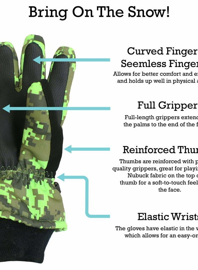 N'Ice Caps Kids Cold Weather Waterproof Camo Print Thinsulate Ski Gloves - Image 4