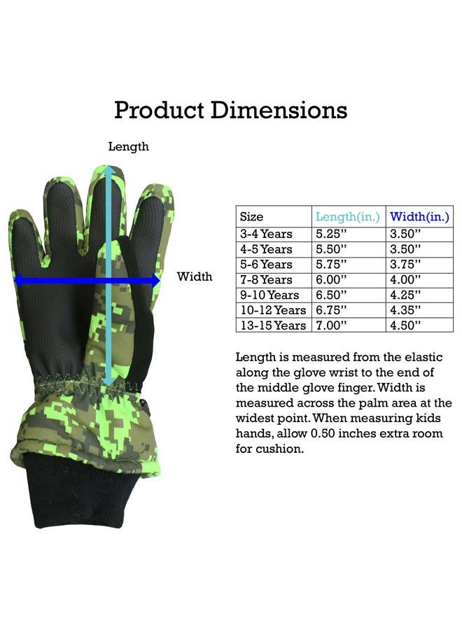 N'Ice Caps Kids Cold Weather Waterproof Camo Print Thinsulate Ski Gloves - Image 5