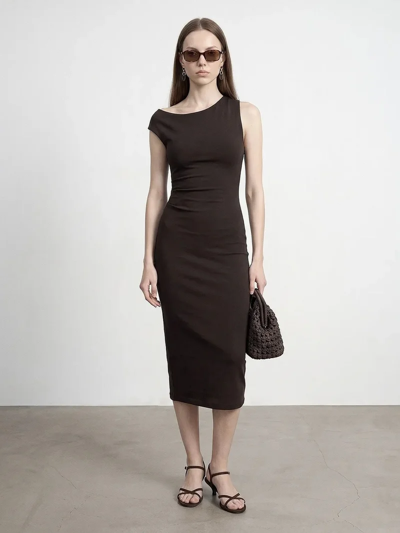 DILVIN Sleeveless Bodycon Midi Dress