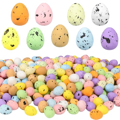 Jangostor 200 PCS Easter Mini Eggs Colorful Foam Mini Eggs Artificial Bird Eggs Fake Easter Foam Eggs Decoration for Craft DIY Easter Spring Party Basket Stuffers Home Table Decor 06 x 07 Inch - Image 1
