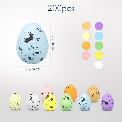 Jangostor 200 PCS Easter Mini Eggs Colorful Foam Mini Eggs Artificial Bird Eggs Fake Easter Foam Eggs Decoration for Craft DIY Easter Spring Party Basket Stuffers Home Table Decor 06 x 07 Inch - Image 3