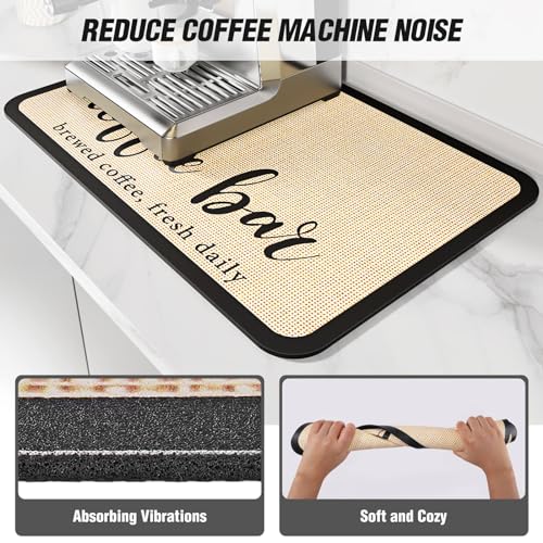 DK177 Coffee Mat - Dish Drying Mat for Kitchen Counter , Hide Stain, Absorbent with Waterproof Rubber Backing, Fit Kitchen Dish Rack Bar Accessories, 19" x 12" - Image 4