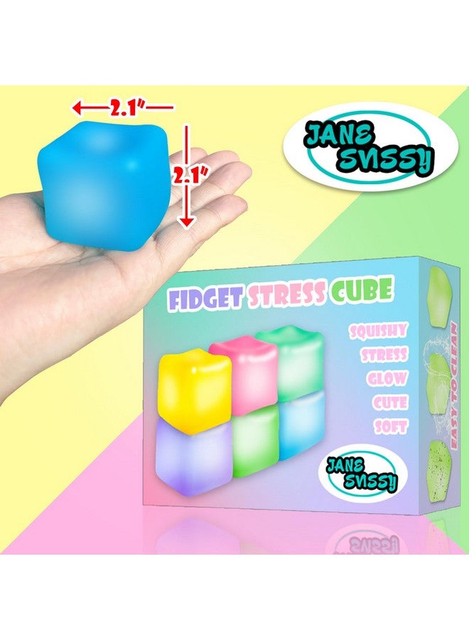 JANESVISSY 6Pcs Stress Cube Glow in The Dark Toys,Sensory Squeeze Toy with Super Solid Squishy,Fidget Squishy Toys for Kids and Adults,Ice Cube Toys,High Density Squeeze Balls - Image 2