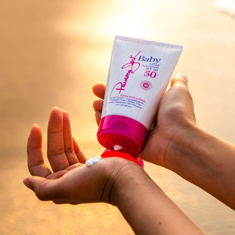 panama jack Baby Sunscreen Lotion - SPF 50, Broad Spectrum UVA/UVB Protection, Hypoallergenic Gentle Touch, PABA, Paraben, Gluten & Cruelty Free, Water Resistant (80 Minutes), 3 FL OZ - Image 2