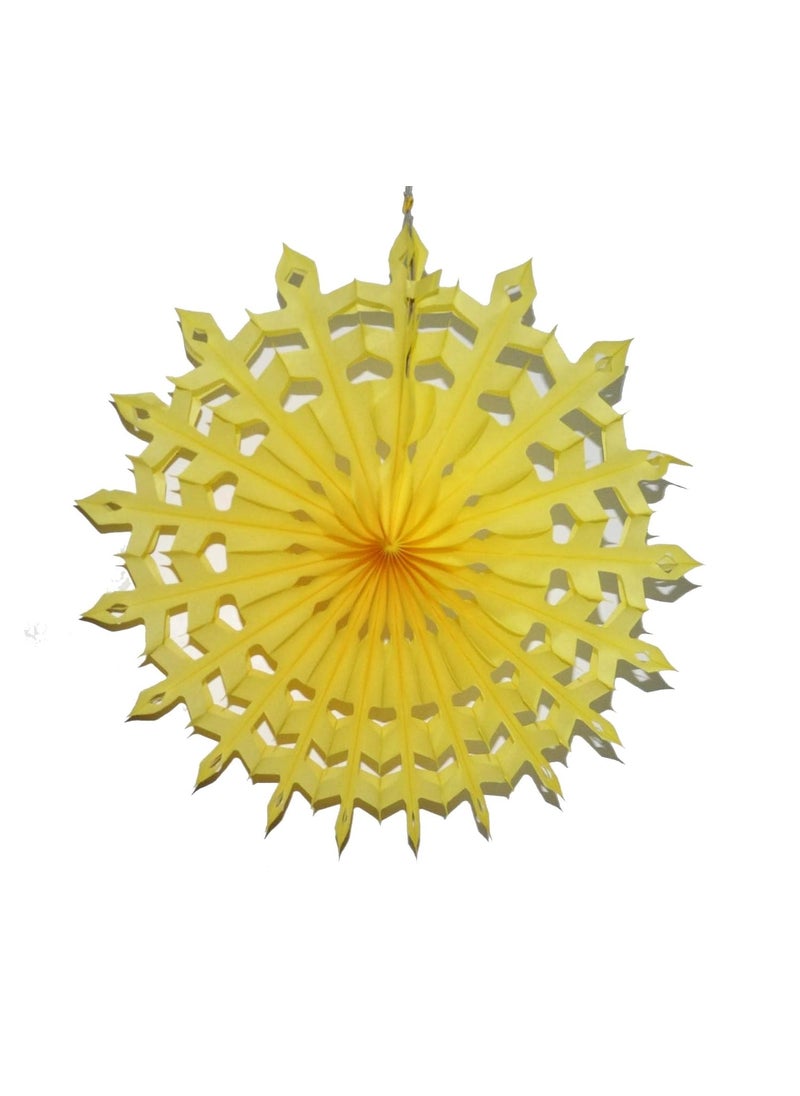 JAGMAG Jagmag Tissue Paper Fan DecorationsSnowflake Tissue Paper Fan Decoration Yellow Set of 3  - Image 3