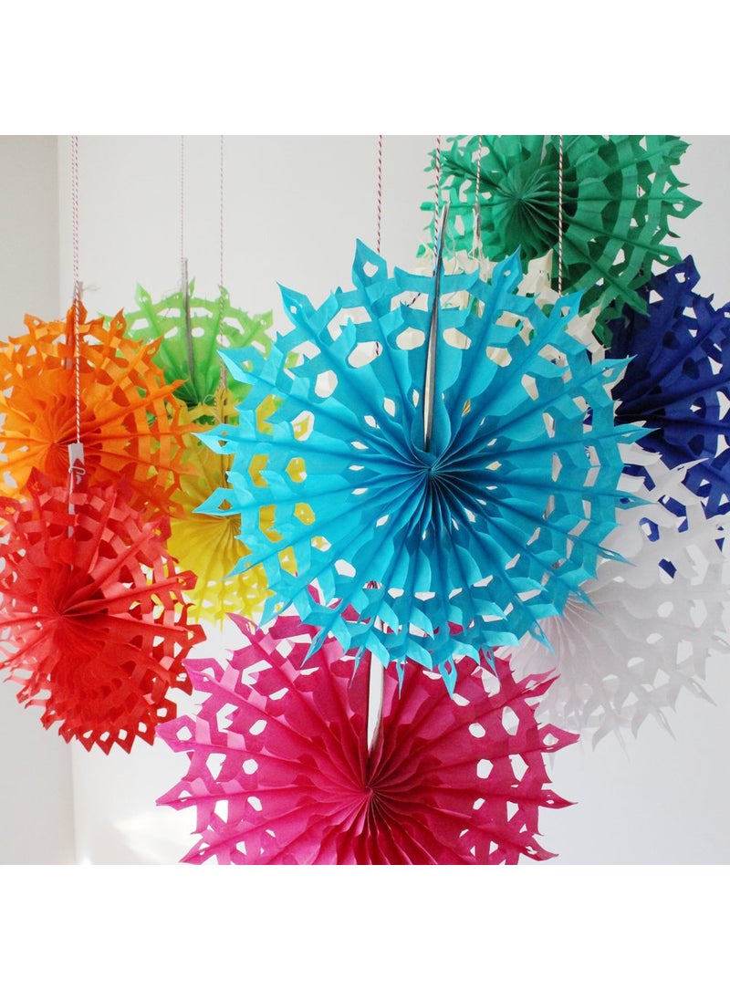JAGMAG Jagmag Tissue Paper Fan DecorationsSnowflake Tissue Paper Fan Decoration Yellow Set of 3  - Image 1