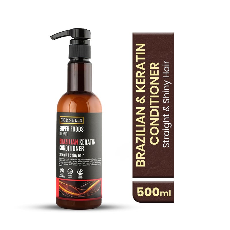 CORNELLS WELLNESS CORNELLS Super Foods Brazilian Keratin Conditioner for Straight & Shiny Hair | Conditioner For Men & Women Vegan & Cruelty-Free | Paraben & Sulfate Free - 500ml - Image 2