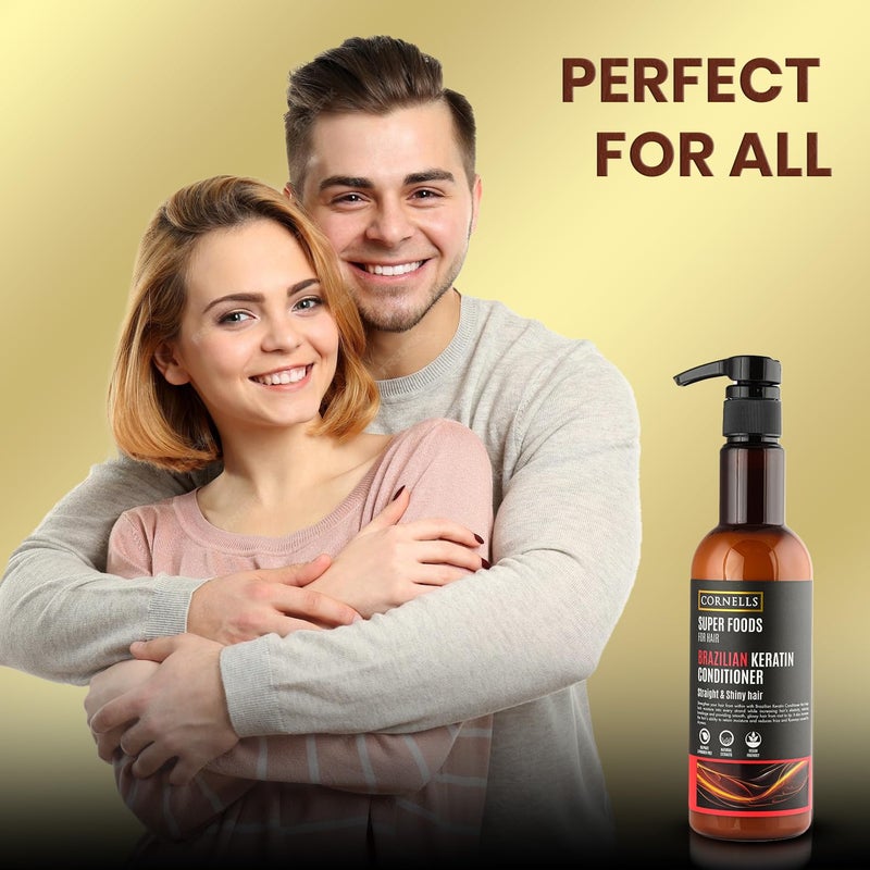 CORNELLS WELLNESS CORNELLS Super Foods Brazilian Keratin Conditioner for Straight & Shiny Hair | Conditioner For Men & Women Vegan & Cruelty-Free | Paraben & Sulfate Free - 500ml - Image 5