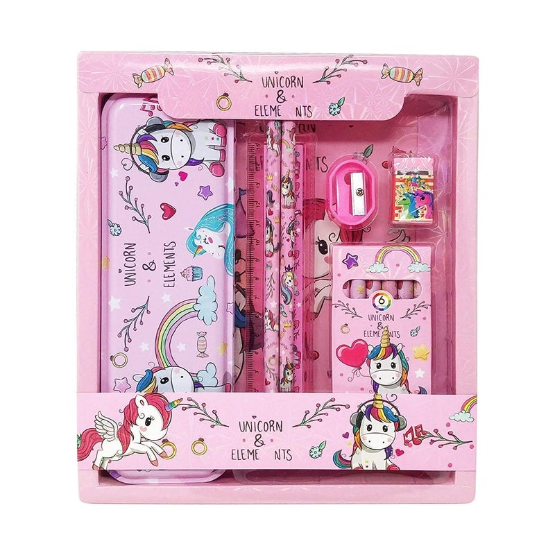SHIVOM Unicorn Stationery Gift Set with Eraser, Sharpener, Compass Box, Ruler, Pencil, Party Kit for Girls and Boys - Image 4
