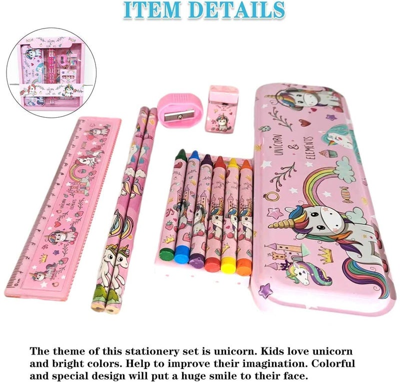 SHIVOM Unicorn Stationery Gift Set with Eraser, Sharpener, Compass Box, Ruler, Pencil, Party Kit for Girls and Boys - Image 2