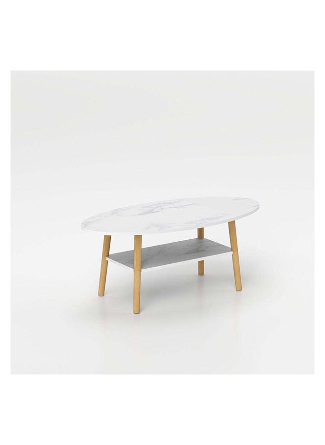 DANUBE HOME Freya Coffee Table Multifunctional Living Room Desk Space Saving Center Table Modern Design Furniture For Home Living Room L 100 x W 50 x H 42 cm White  - Image 2