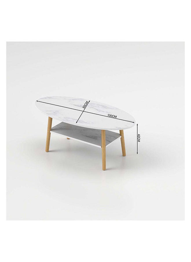 DANUBE HOME Freya Coffee Table Multifunctional Living Room Desk Space Saving Center Table Modern Design Furniture For Home Living Room L 100 x W 50 x H 42 cm White  - Image 5