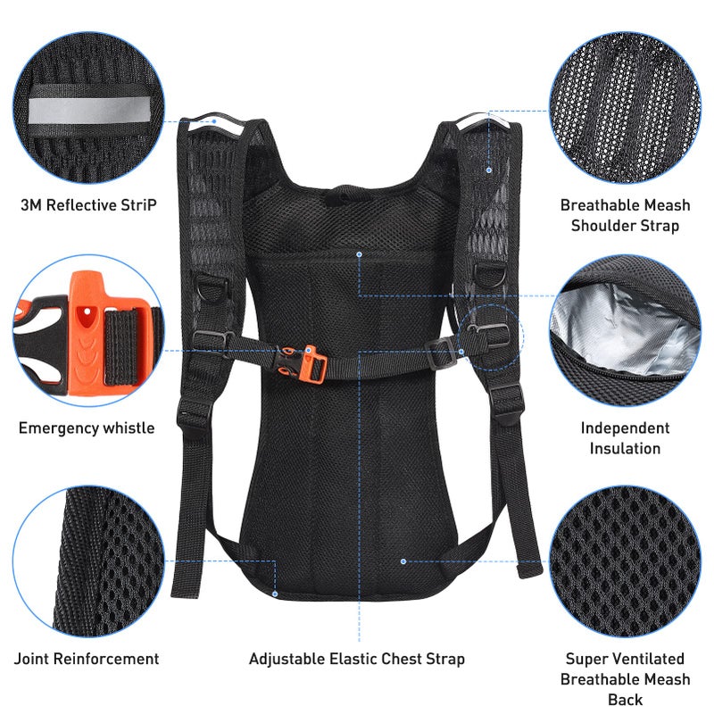 KUYOU Rave Hydration Pack, Hydration Backpack with 2L Hydration Bladder, Festival Essential Water Backpack for Hiking, Running, Cycling, and Music Festivals - Image 3