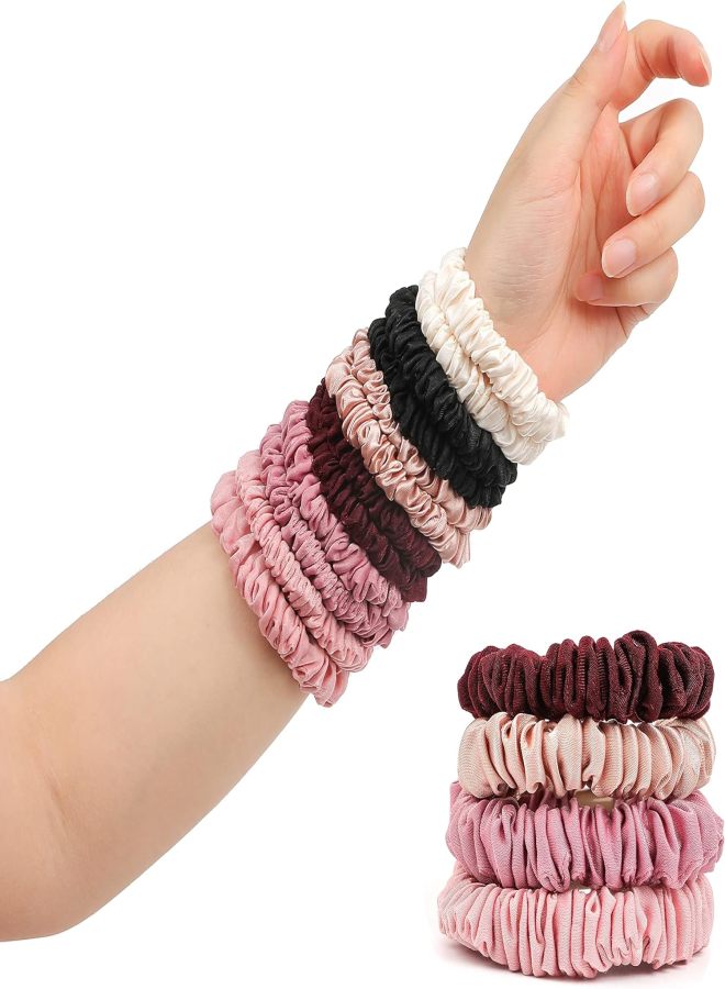6-piece satin hair band, small and large, cute hair accessories, soft and non-slip elastic, suitable for ponytail curly hair, no hair damage, girls' gift. - Image 3